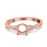 14K Rose Gold 0.14ct Round Art Deco 6mm G SI Semi Mount Diamond Engagement Wedding Ring Size 6.5