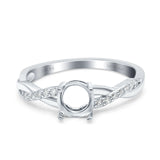 14K White Gold 0.14ct Round Art Deco 6mm G SI Semi Mount Diamond Engagement Wedding Ring Size 6.5