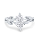 14K White Gold Infinity Twist Marquise Art Deco Engagement Wedding Bridal Ring Round Simulated Cubic Zirconia Size-7