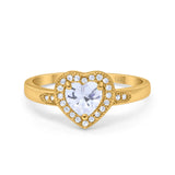 14K Yellow Gold Halo Heart Promise Simulated CZ Wedding Engagement Ring Size 7