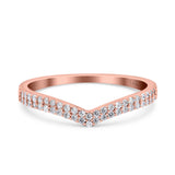 14K Rose Gold Half Eternity Ring Wedding Band Round Simulated Cubic Zirconia Size-7