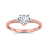 14K Rose Gold Heart Promise Bridal Simulated CZ Wedding Engagement Ring Size-7