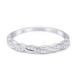 14K White Gold Round Half Eternity Twisted Band Simulated CZ Wedding Engagement Ring Size-7