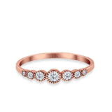14K Rose Gold Round Half Eternity Petite Dainty Simulated CZ Wedding Engagement Ring Size 7