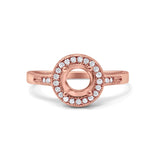 14K Rose Gold 0.10ct Round Art Deco 6mm G SI Semi Mount Diamond Engagement Wedding Ring Size 6.5