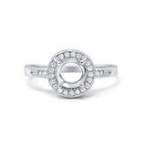 14K White Gold 0.10ct Round Art Deco 6mm G SI Semi Mount Diamond Engagement Wedding Ring Size 6.5