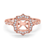 14K Rose Gold 0.27ct Halo Cushion 8mm G SI Semi Mount Diamond Engagement Wedding Ring Size 6.5
