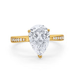14K Yellow Gold Teardrop Pear Bridal Wedding Engagement Ring Simulated CZ