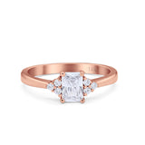 14K Rose Gold Radiant Cut Engagement Ring Simulated CZ Size-7