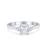14K White Gold Radiant Cut Engagement Ring Simulated CZ Size-7
