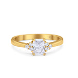 14K Yellow Gold Radiant Cut Engagement Ring Simulated CZ