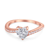 14K Rose Gold Heart Promise Ring Simulated Cubic Zirconia Size-7