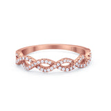 14K Rose Gold Half Eternity Infinity Twisted Ring Simulated Cubic Zirconia Size-7