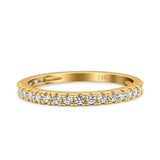 14K Yellow Gold Round Simulated CZ Ladies Wedding Band Half Eternity Engagement Ring Size 7