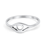 14K White Gold Evil Eye Simple Wedding Engagement Ring (6mm)