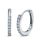 14K White Gold Half Eternity Hoop Earrings Round Simulated Cubic Zirconia (16mm)