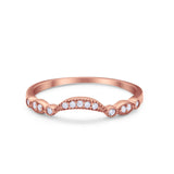 14K Rose Gold Art Deco Curved Wedding Band Eternity Ring Simulated Cubic Zirconia Size-7
