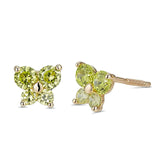 14K Yellow Gold Simulated Peridot CZ Butterfly Stud Earrings with Screw Back, Best Birthday Gift for Her