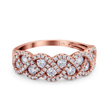 14K Rose Gold Weave Crisscross Infinity Ring Round Simulated Cubic Zirconia Size-7