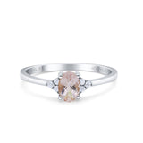 14K White Gold 0.87ct Art Deco Oval 7mmx5mm G SI Natural Morganite Diamond Engagement Wedding Ring Size 6.5