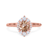 14K Rose Gold 1.61ct Halo Vintage Round 7mm G SI Natural Morganite Diamond Engagement Wedding Ring Size 6.5