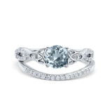 14K White Gold 1.05ct Round 6mm G SI Natural Aquamarine Diamond Engagement Bridal Wedding Ring Size 6.5