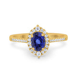 14K Yellow Gold 1.53ct Oval Nano Blue Sapphire G SI Diamond Engagement Ring Size 6.5