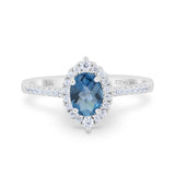 14K White Gold 1.53ct Oval London Blue Topaz G SI Diamond Engagement Ring Size 6.5