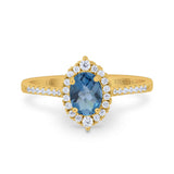14K Yellow Gold 1.53ct Oval London Blue Topaz G SI Diamond Engagement Ring Size 6.5