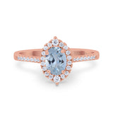 14K Rose Gold 1.53ct Oval Natural Aquamarine G SI Diamond Engagement Ring Size 6.5