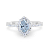 14K White Gold 1.53ct Oval Natural Aquamarine G SI Diamond Engagement Ring Size 6.5