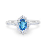 14K White Gold 1.53ct Oval Natural Blue Topaz G SI Diamond Engagement Ring Size 6.5