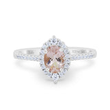 14K White Gold 1.53ct Oval Natural Morganite G SI Diamond Engagement Ring Size 6.5