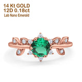 14K Rose Gold Round Nano Emerald G SI 1.02ct Diamond Engagement Ring Size 6.5