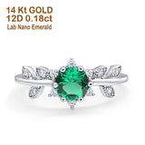 14K White Gold Round Nano Emerald G SI 1.02ct Diamond Engagement Ring Size 6.5