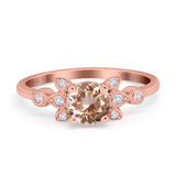 14K Rose Gold 1.37ct Round 7mm G SI Natural Morganite Diamond Engagement Wedding Ring Size 6.5