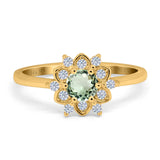 14K Yellow Gold 1.01ct Round 6mm G SI Natural Green Amethyst Diamond Engagement Wedding Ring Size 6.5