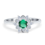14K White Gold 1.01ct Round 6mm G SI Nano Emerald Diamond Engagement Wedding Ring Size 6.5