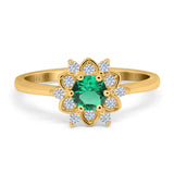 14K Yellow Gold 1.01ct Round 6mm G SI Nano Emerald Diamond Engagement Wedding Ring Size 6.5