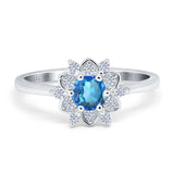 14K White Gold 1.01ct Round 6mm G SI Natural Blue Topaz Diamond Engagement Wedding Ring Size 6.5