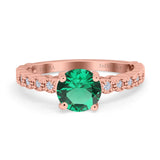 14K Rose Gold 1.16ct Round 6.5mm G SI Nano Emerald Diamond Engagement Wedding Ring Size 6.5