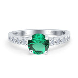 14K White Gold 1.16ct Round 6.5mm G SI Nano Emerald Diamond Engagement Wedding Ring Size 6.5