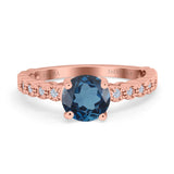 14K Rose Gold 1.16ct Round 6.5mm G SI London Blue Topaz Diamond Engagement Wedding Ring Size 6.5