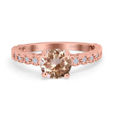 14K Rose Gold 1.16ct Round 6.5mm G SI Natural Morganite Diamond Engagement Wedding Ring Size 6.5