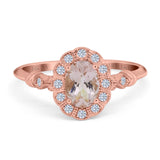 14K Rose Gold 0.9ct Oval 7mmx5mm G SI Natural Morganite Diamond Engagement Wedding Ring Size 6.5