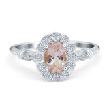 14K White Gold 0.9ct Oval 7mmx5mm G SI Natural Morganite Diamond Engagement Wedding Ring Size 6.5