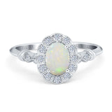 14K White Gold 0.14ct Oval 7mmx5mm G SI Natural White Opal Diamond Engagement Wedding Ring Size 6.5