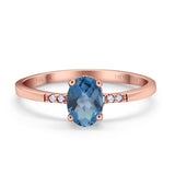 14K Rose Gold 1.28ct Oval 8mmx6mm G SI London Blue Topaz Diamond Engagement Wedding Ring Size 6.5