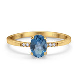 14K Yellow Gold 1.28ct Oval 8mmx6mm G SI London Blue Topaz Diamond Engagement Wedding Ring Size 6.5