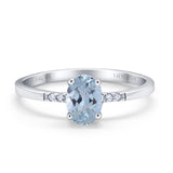 14K White Gold 1.28ct Oval 8mmx6mm G SI Natural Aquamarine Diamond Engagement Wedding Ring Size 6.5